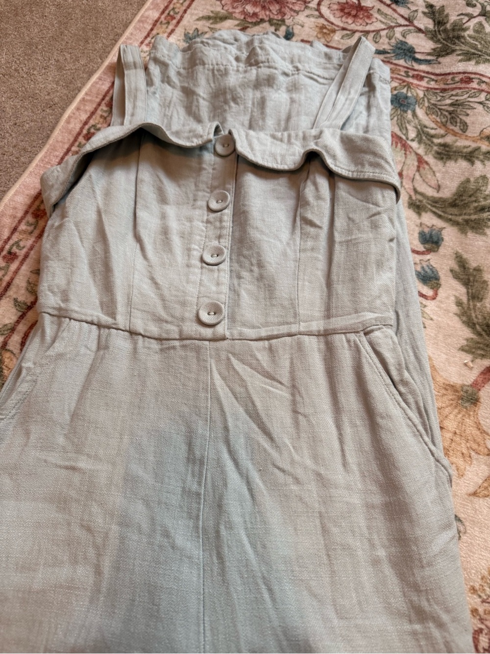 Gianni Bini Light Blue Ruffle-Strap Wide-Leg Jumpsuit - Picture 4 of 4